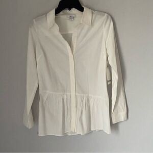 Bar III Women’s Peplum White Button Down Shirt size S